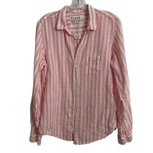 Frank & Eileen Pink and White Striped Button Down Shirt